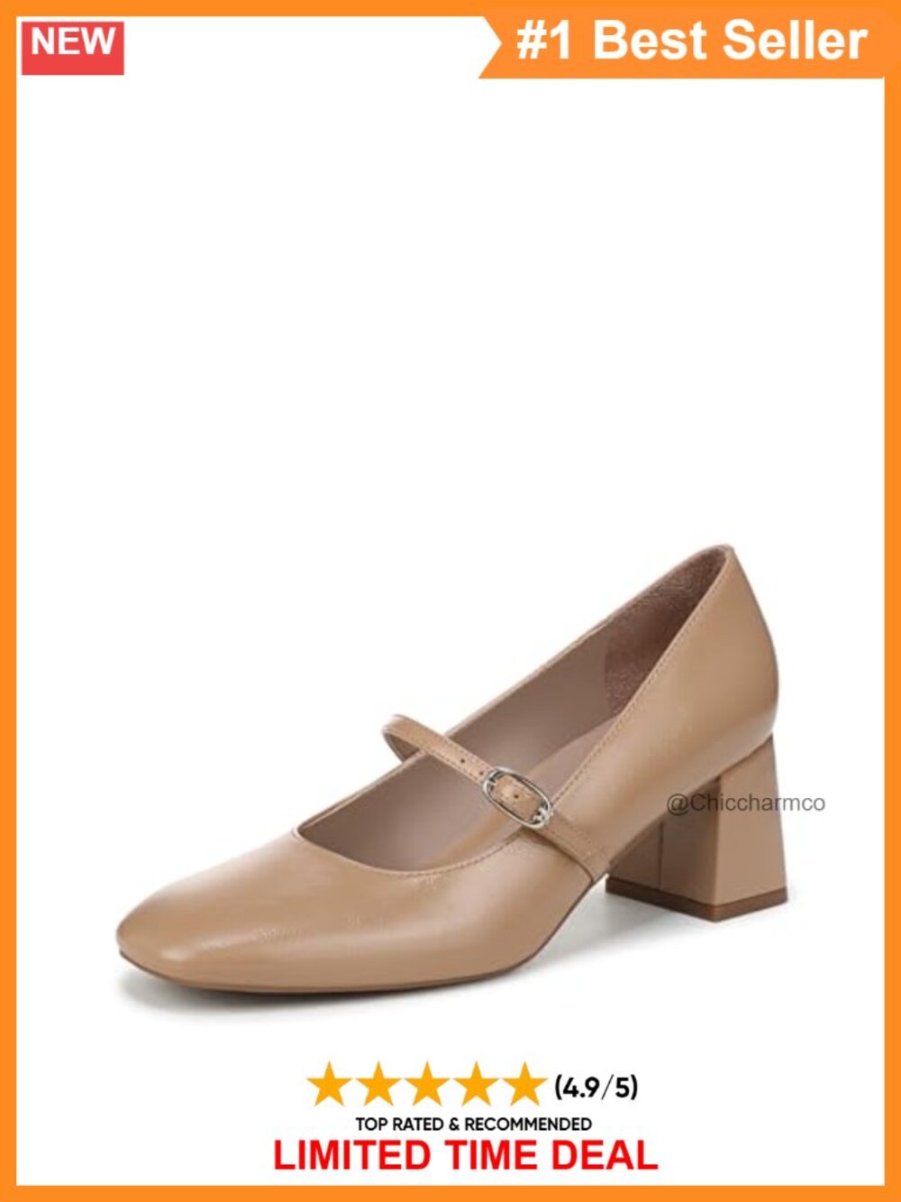 Mary Jane Pump Adjustable Strap Block Heel Comfortable Business Casual